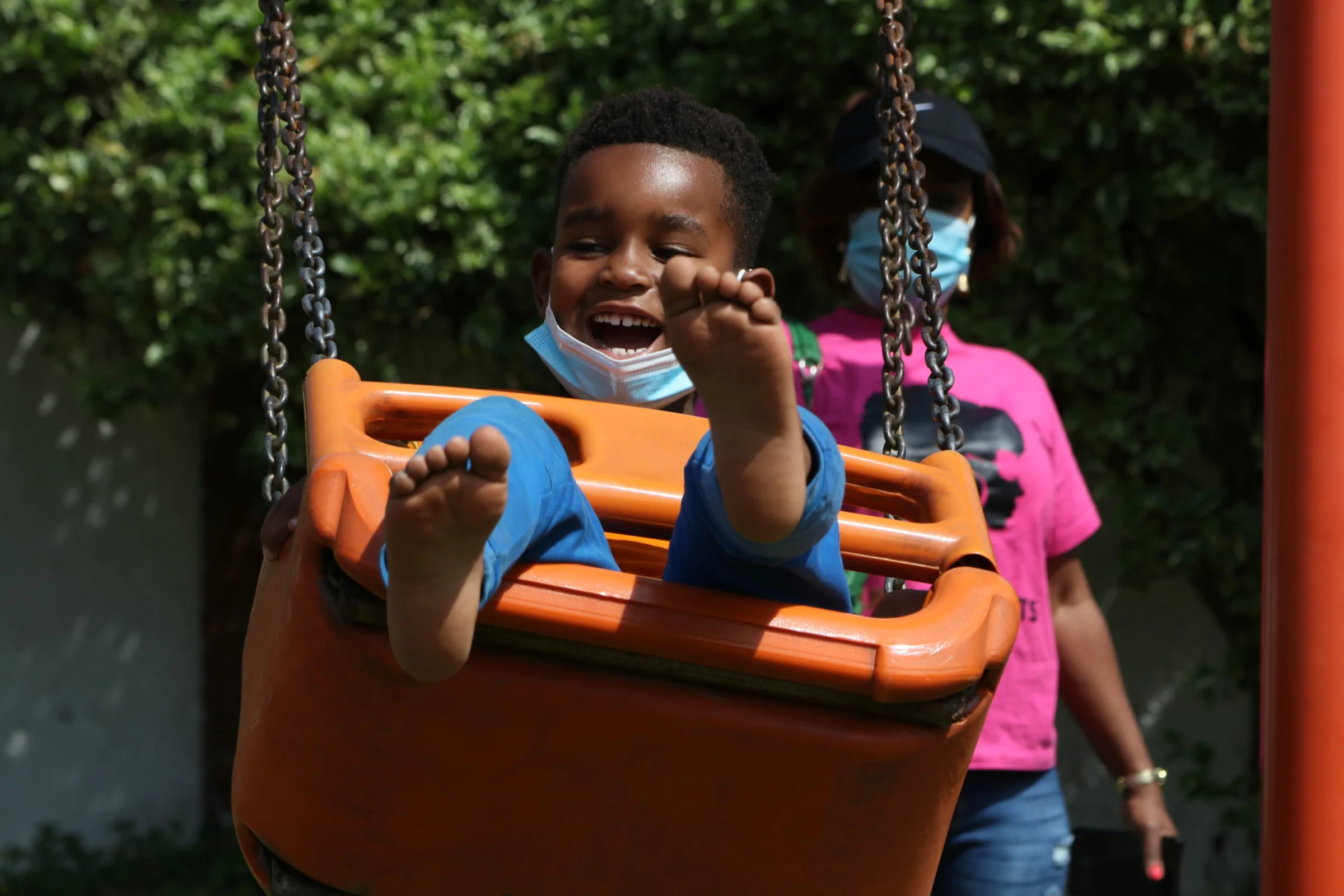 A child on the swings