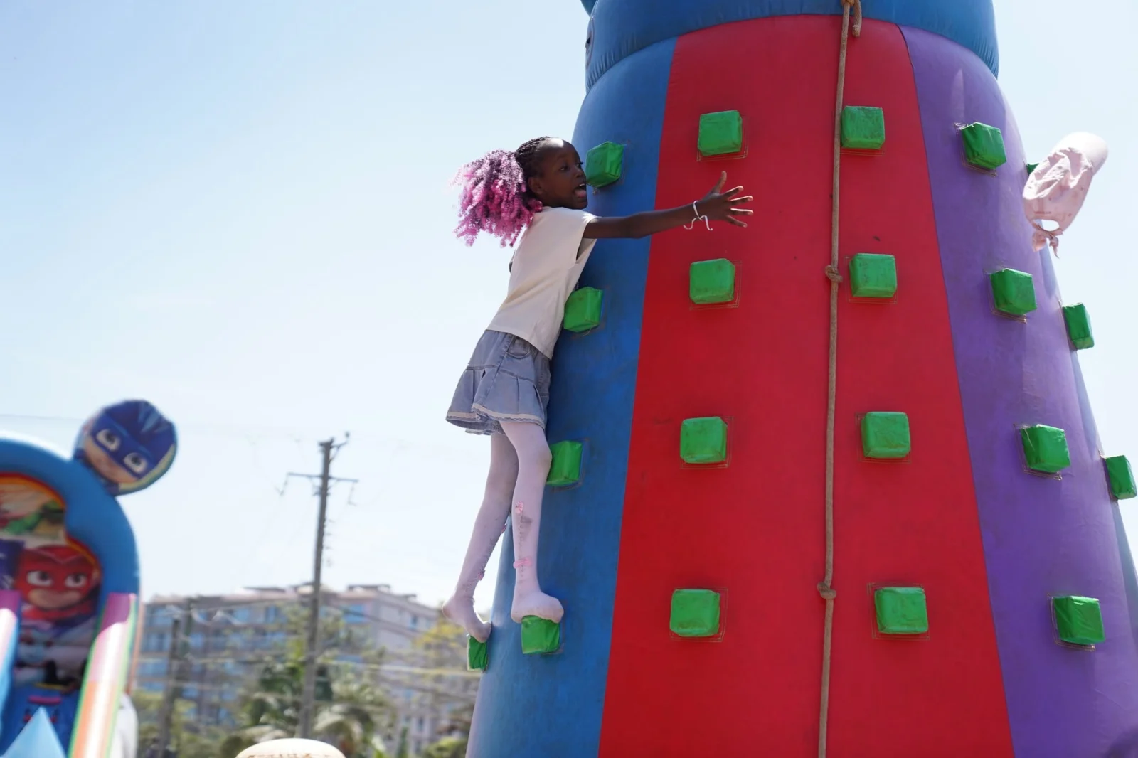 A learner on the climbing wall