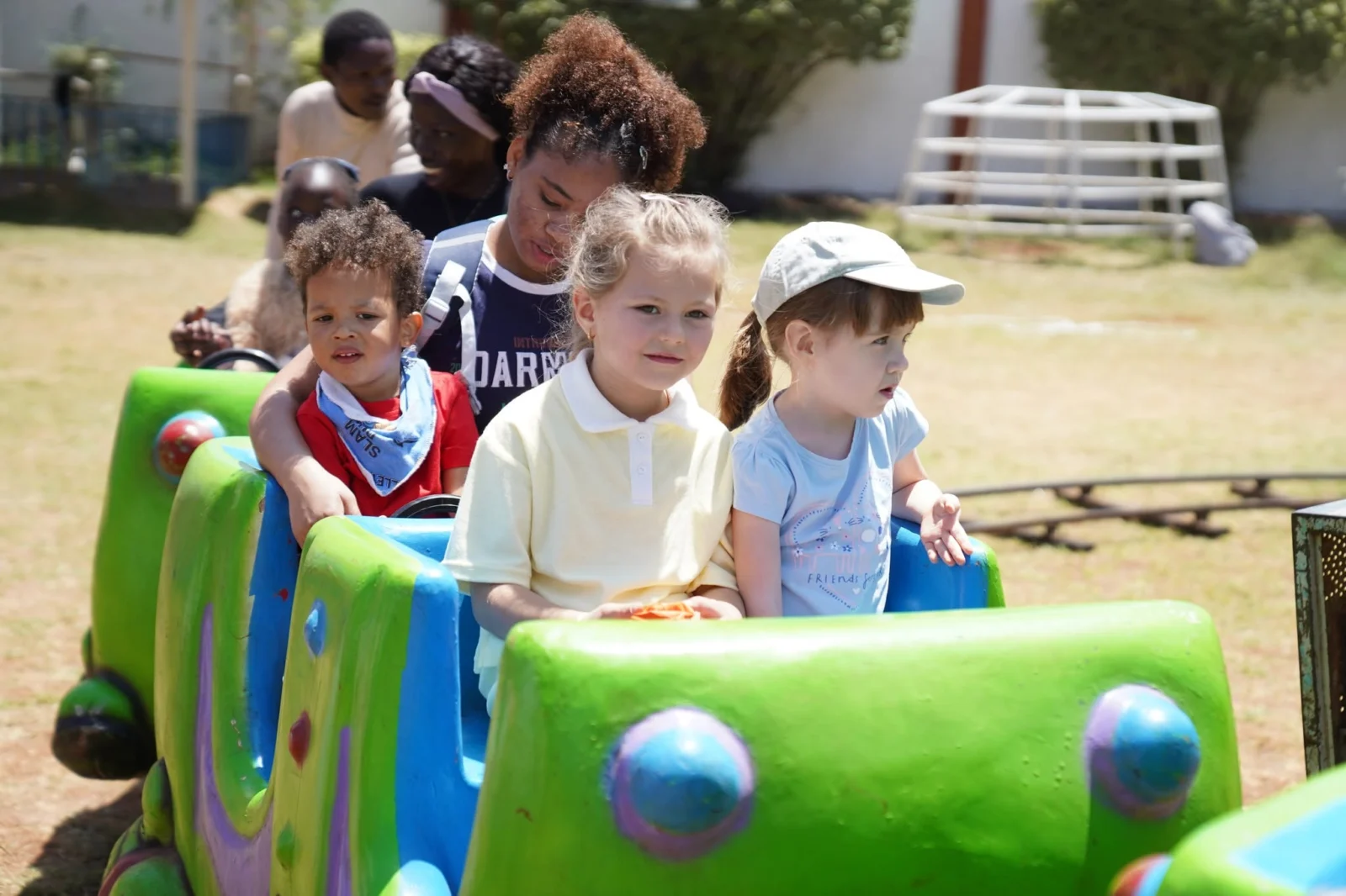 Learners riding the train