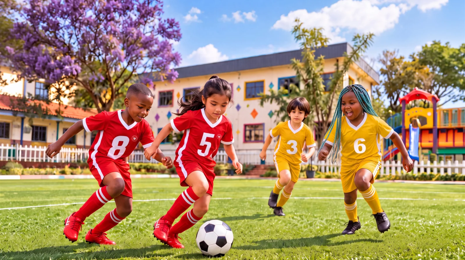 Children playing football at Light International School Kindergarten